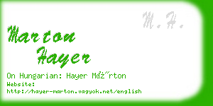 marton hayer business card